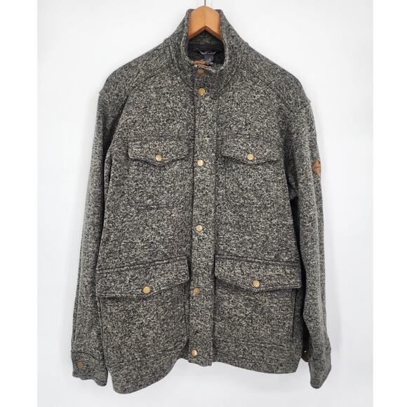 Eddie Bauer Black Gray Heathered Knit Jacket Men’s Size Medium - Picture 12 of 13